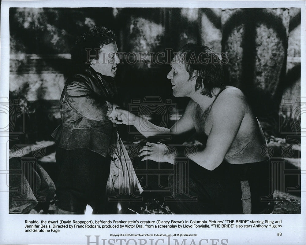 1985 Press Photo David Rappaport, Clancy Brown, &quot;The Bride&quot;- Historic Images