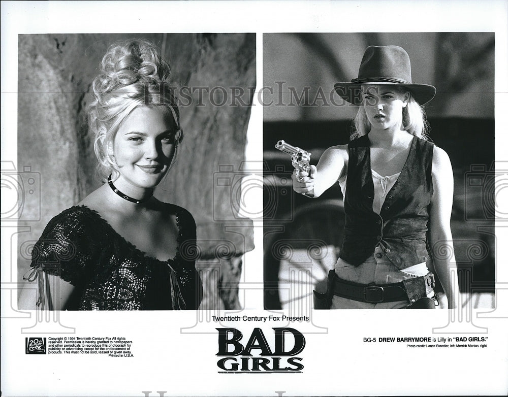 1994 Press Photo Drew Barrymore as Lilly in &quot;Bad Girls&quot;.- Historic Images