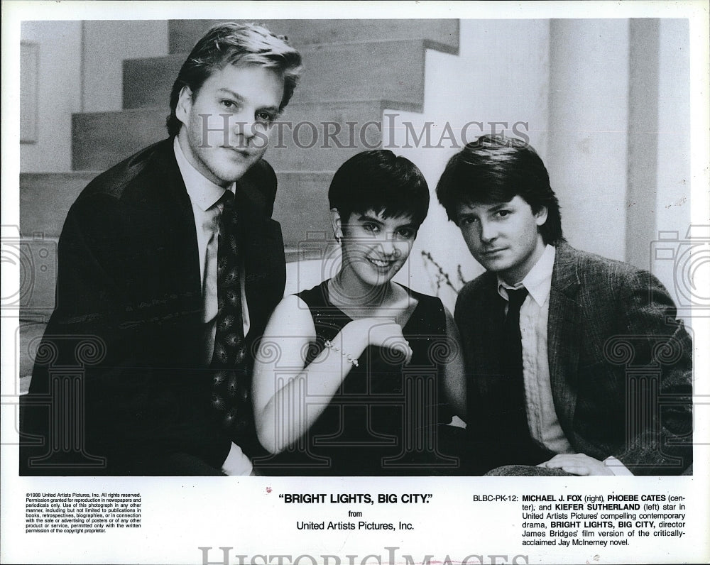 1988 Press Photo Michael J Fox Phoebe Actress Cates Kiefer Sutherland Actor- Historic Images