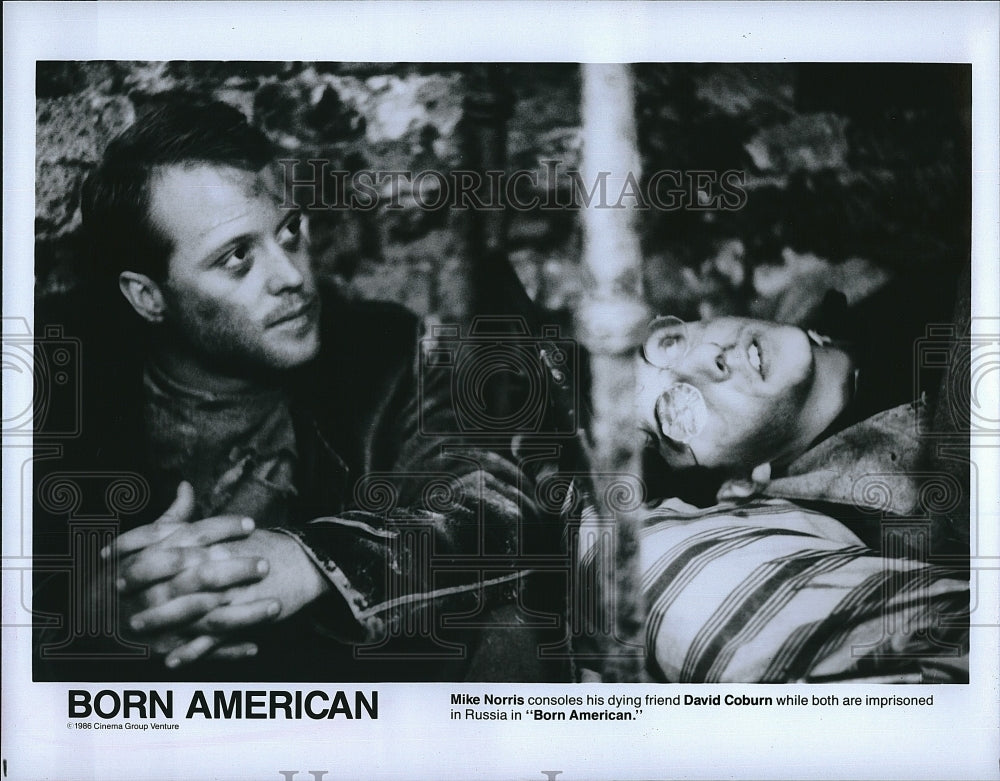 1986 Press Photo Mike Norris Actor David Coburn Scene From Born American Movie- Historic Images