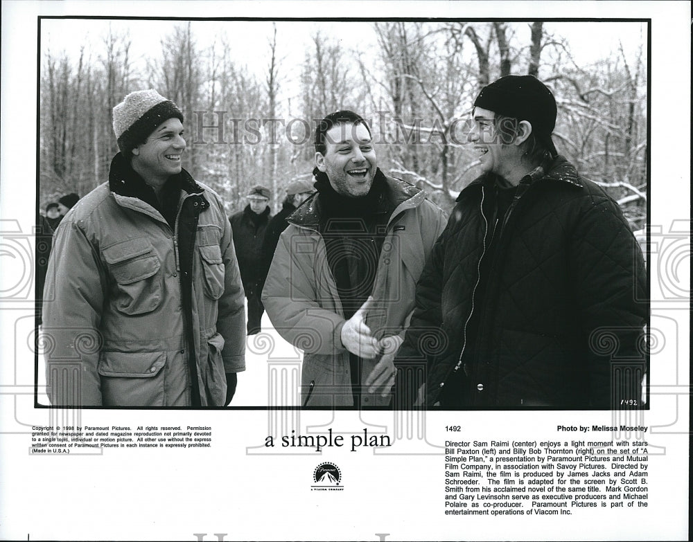 1996 Press Photo Sam Raimi, Bill Paxton, Billy Thornton of &quot;A Simple Plan&quot;- Historic Images