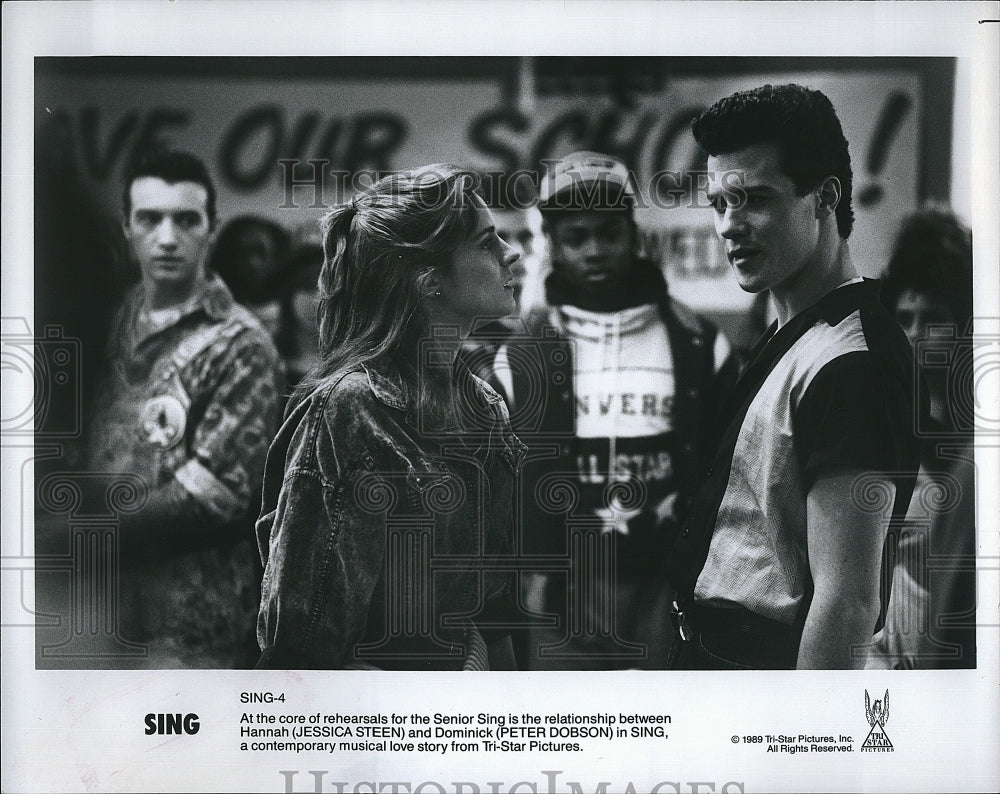 1989 Press Photo Jessica Steen and Peter Dobson in "Sing"- Historic Images