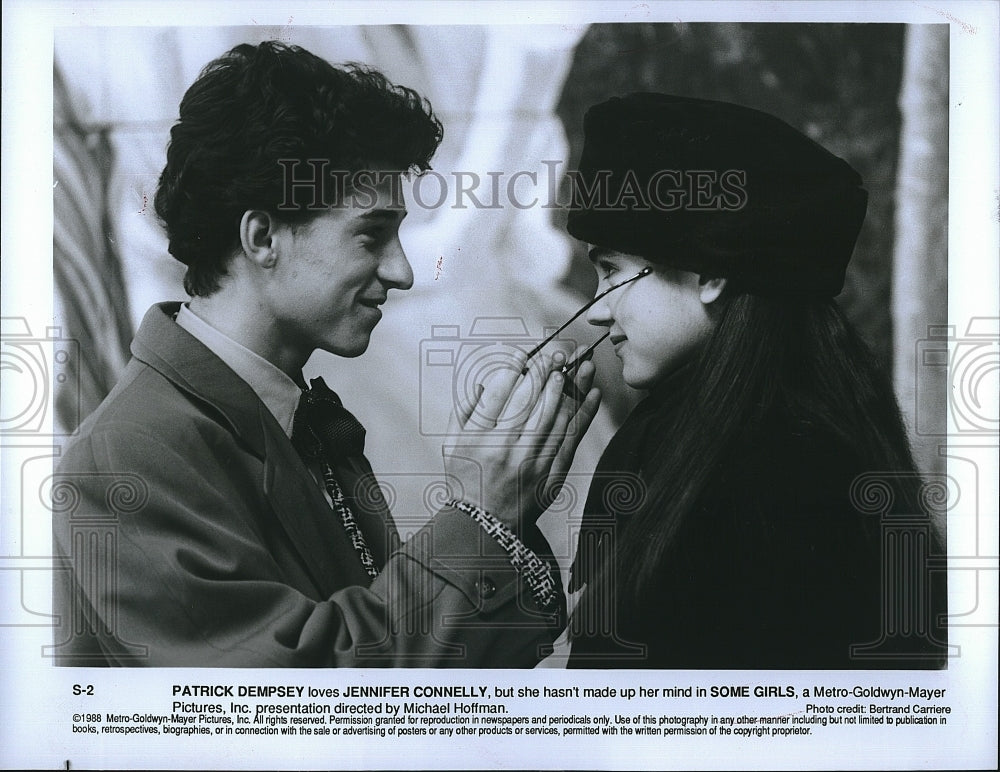 1988 Press Photo Some Girls Film Actors Patrick Dempsey Jennifer Connelly- Historic Images