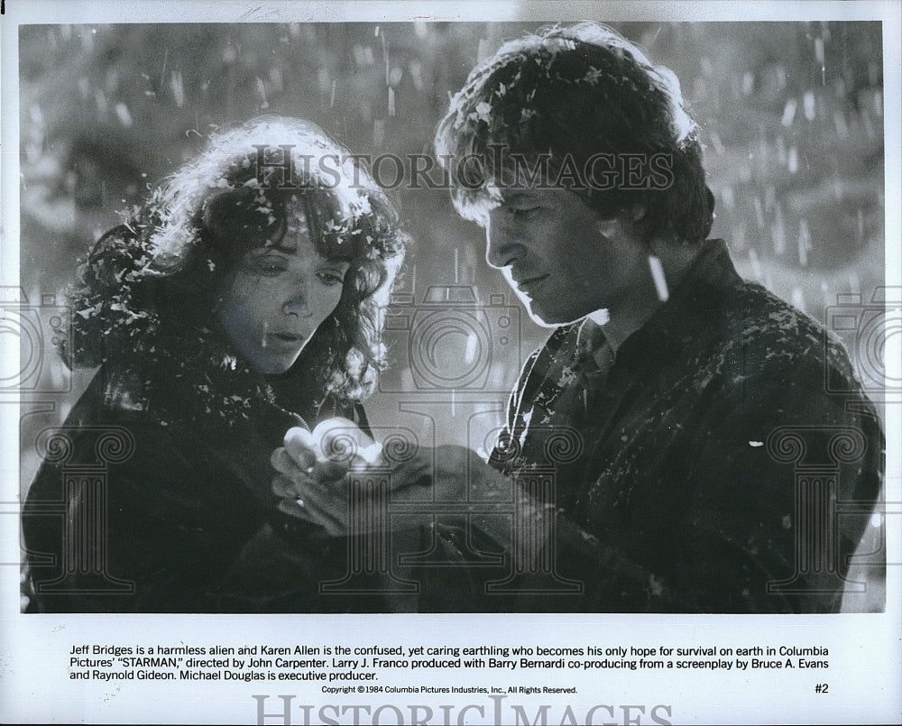 1984 Press Photo Jeff Bridges, Karen Allen, &quot;Starman&quot;- Historic Images