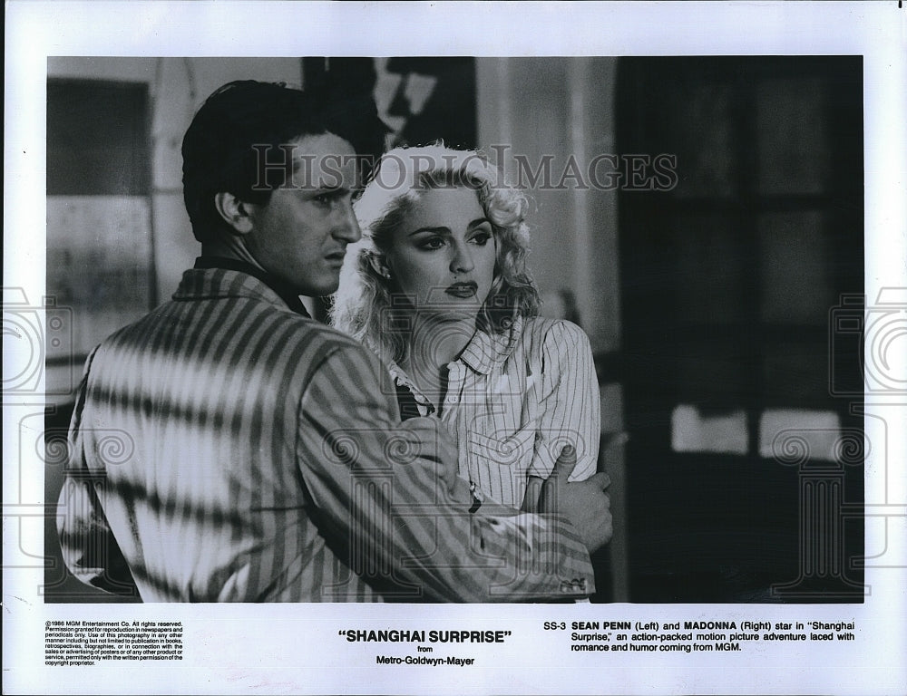 1986 Press Photo Shanghai Surprise Film Actors Sean Penn Madonna Scene- Historic Images