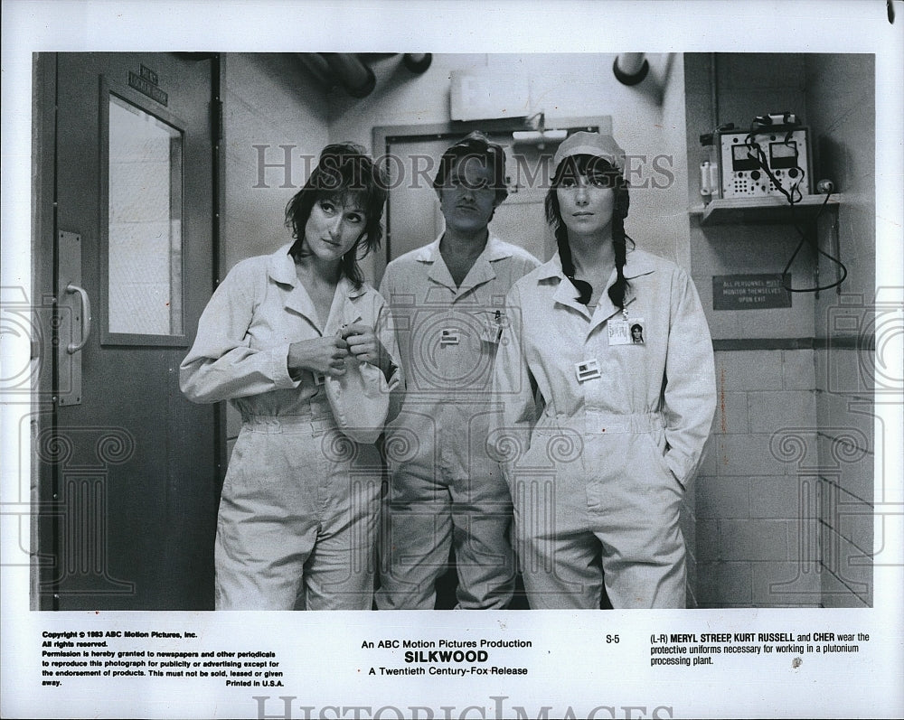 1983 Press Photo Meryl Streep, Kurt Russell, Cher &quot;Silkwood&quot;- Historic Images