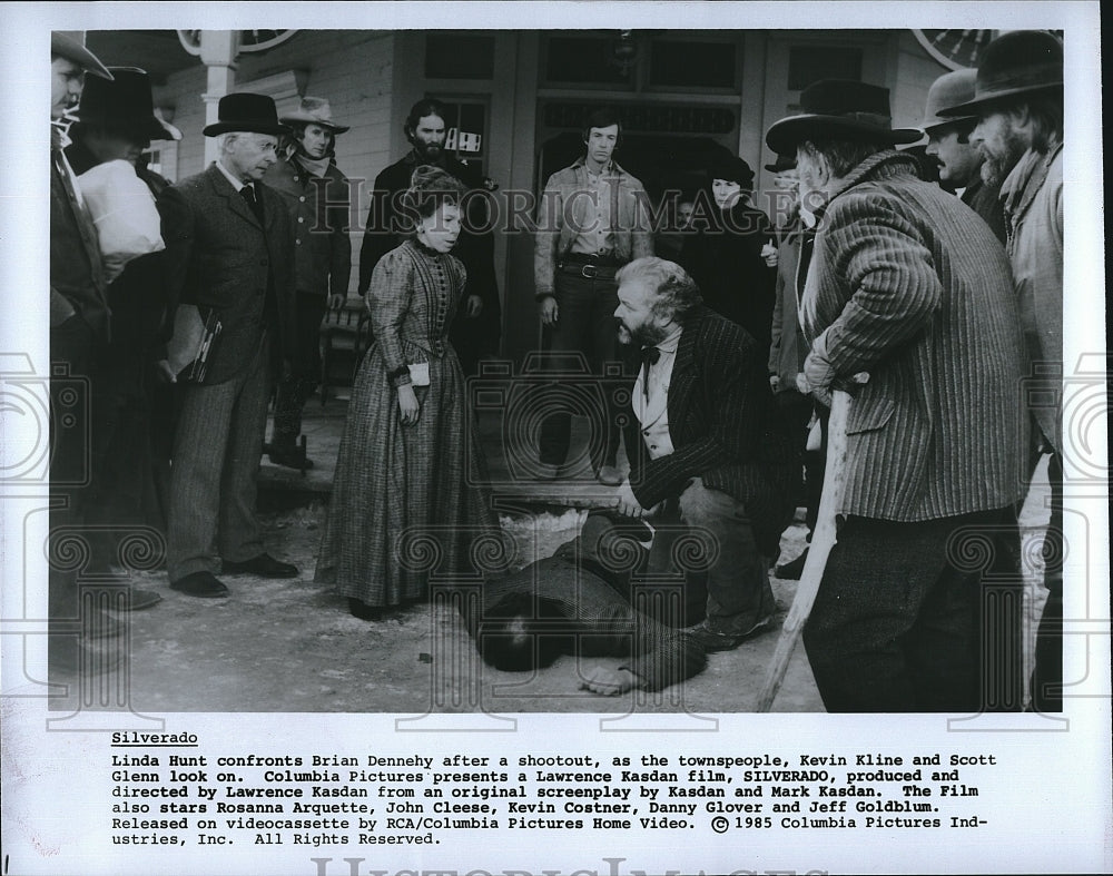 1985 Press Photo Linda Hunt, Brian Dennehy, Kevin Kline, Scott Glenn &quot;Silverado&quot;- Historic Images