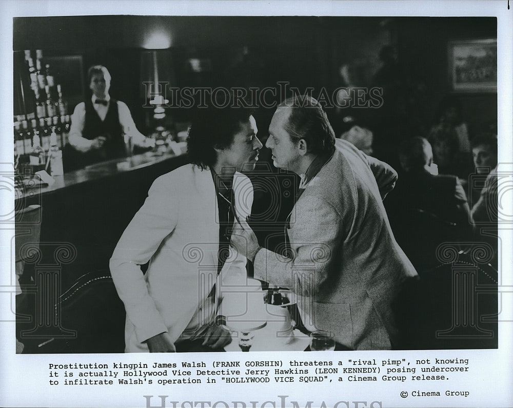 1986 Press Photo Frank Gorshin, Leon Kennedy &quot;Hollywood Vice Squad&quot;- Historic Images