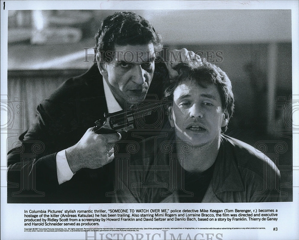 1987 Press Photo Tom Berenger, Andreas Katsulas &quot;Someone to Watch Over Me&quot;- Historic Images