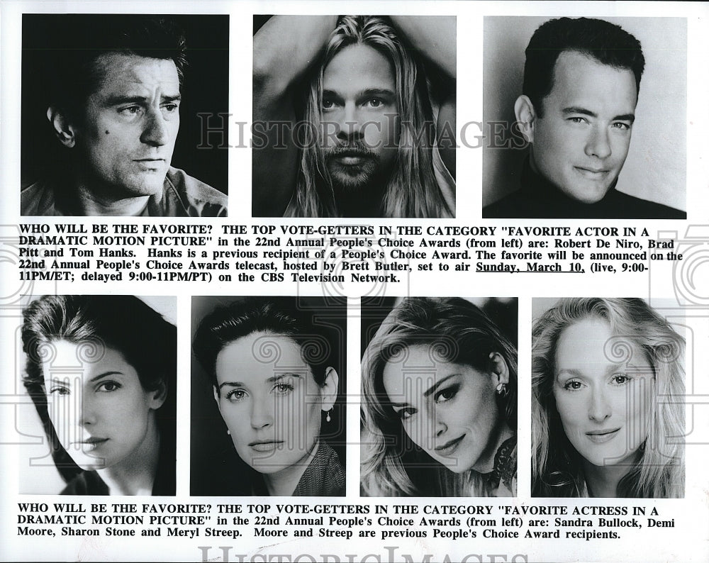 Press Photo Robert DeNiro Tom Hanks Brad Pitt Demi Moore Sandra Bullock- Historic Images