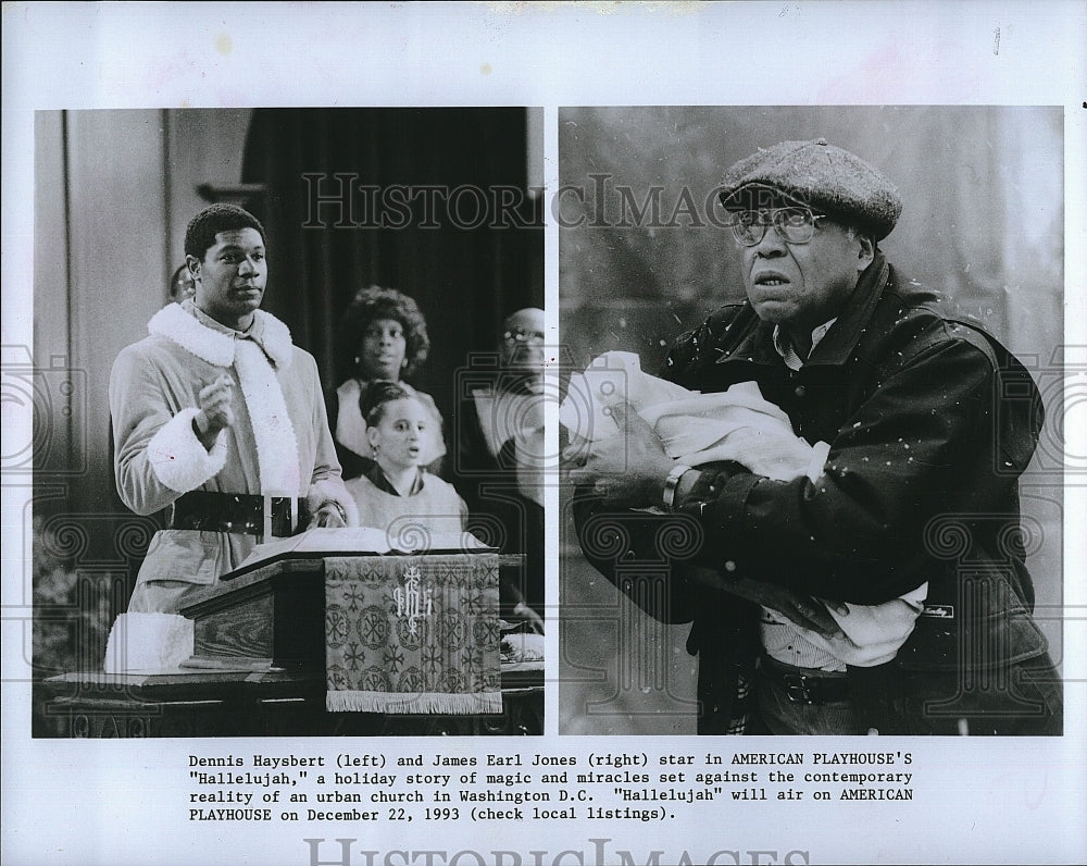 1993 Press Photo Dennis Haysbert, James Earl Jones &quot;Hallelujah&quot;- Historic Images