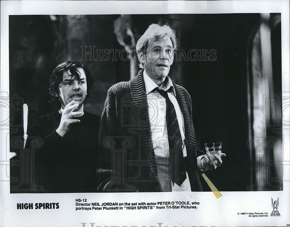 1988 Press Photo Director Neil Jordan, Peter O&#39;Toole &quot;High Spirits&quot;- Historic Images