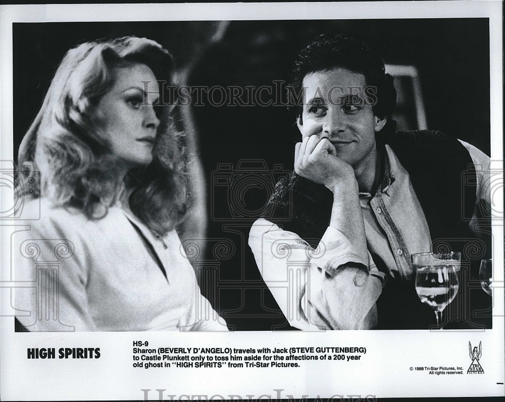 1988 Press Photo Steve Guttenberg, Beverly D&#39;Angelo &quot;High Spirits&quot;- Historic Images