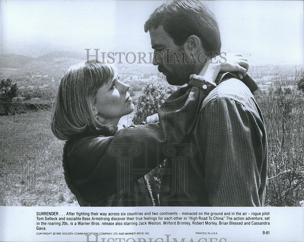 1983 Press Photo Bess Armstrong, Tom Selleck &quot;High Road to China&quot;- Historic Images