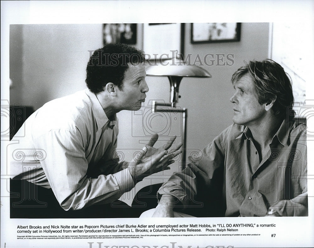 1994 Press Photo Actors Albert Brooks &amp; Nick Nolte in &quot;Ill Do Anything&quot;- Historic Images