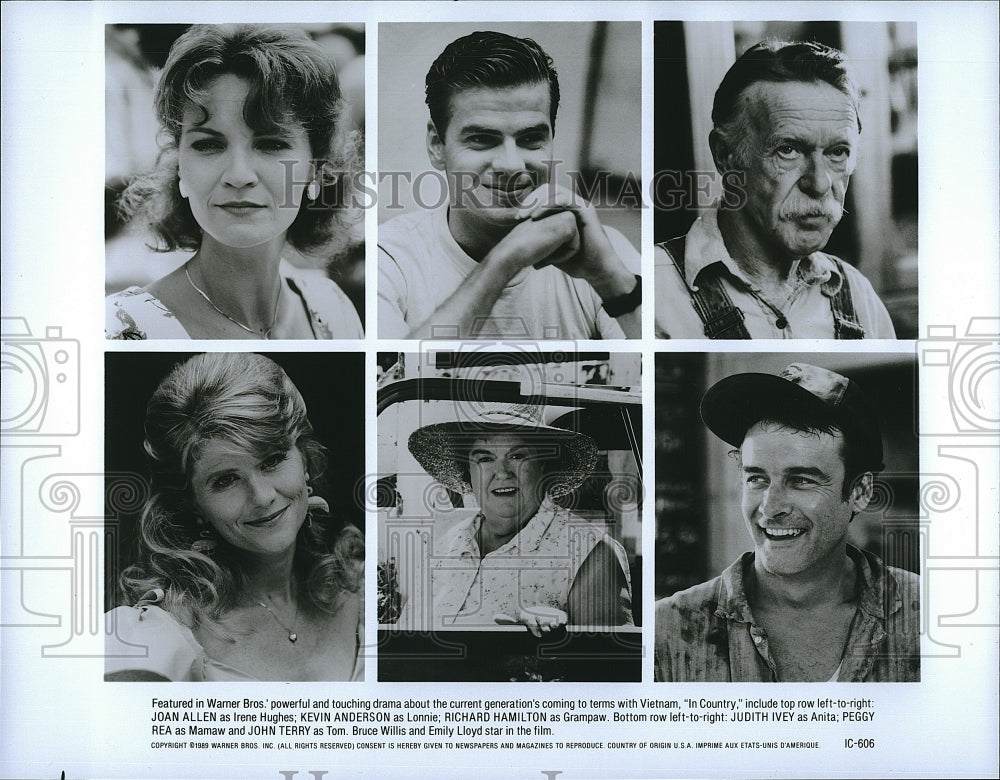 1989 Press Photo &quot;In Country&quot; Joan Allen,Kevin Anderson,R Hamilton,J Ivey,P Rea- Historic Images