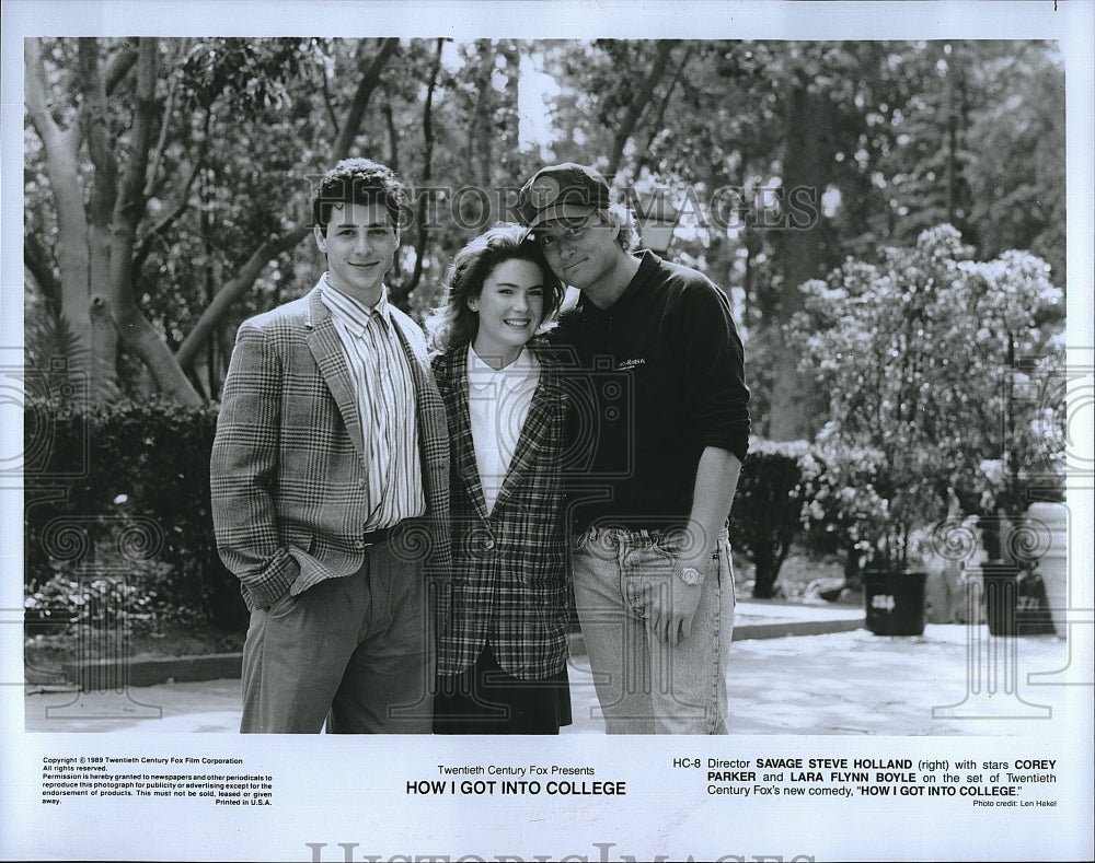 1989 Press Photo &quot;How I Got Into College&quot; Corey Parker,Steve Holland,LF Boyle- Historic Images