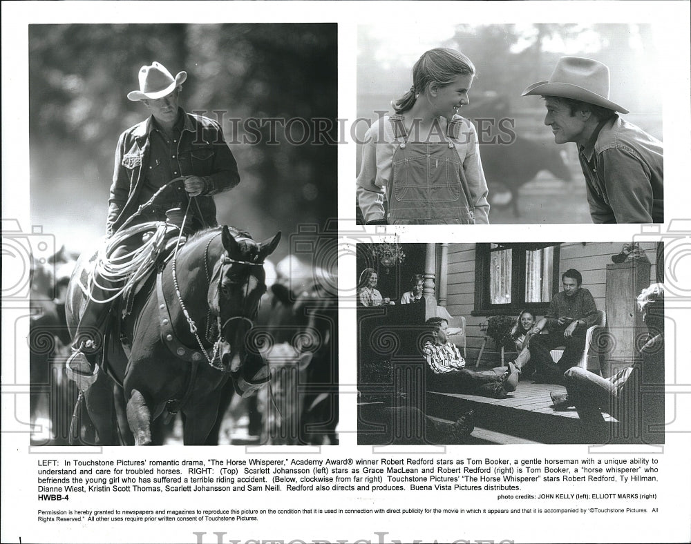 1998 Press Photo  &quot;The Horse Whisperer&quot; Robert Redford, Scarlett Johansson- Historic Images