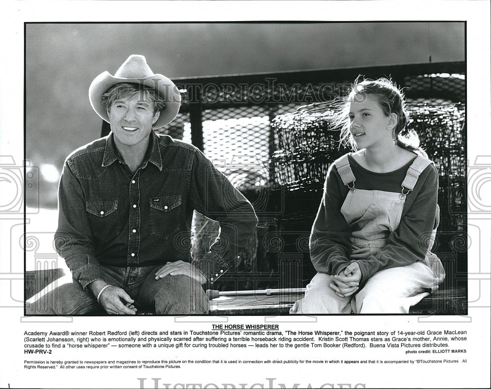 1998 Press Photo  "The Horse Whisperer" Robert Redford, Scarlett Johansson- Historic Images