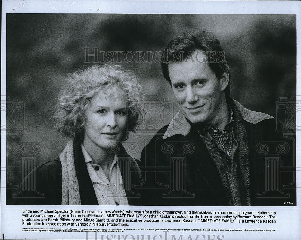 1989 Press Photo James Woods Actor Glenn Close Actress Immediate Family Movie- Historic Images