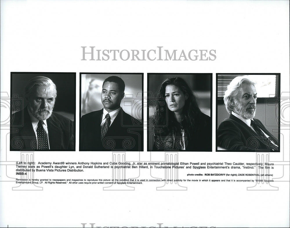 1999 Press Photo Actor Cuba Gooding Jr. &amp; Anthony Hopkins In &quot;Instinct&quot; - Historic Images