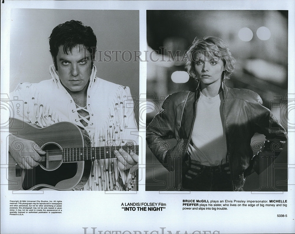 1984 Press Photo Bruce McGill &amp; Michelle Pfeiffer Star In &quot;Into The Night&quot;- Historic Images