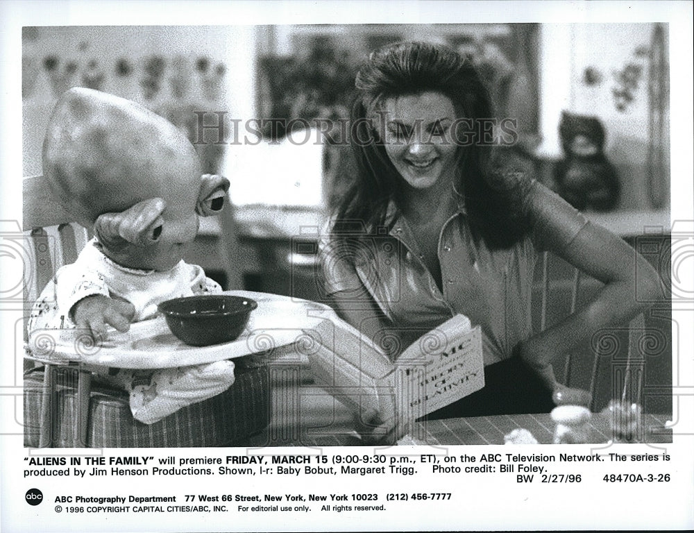 1996 Press Photo Actress Margaret Trigg In &quot;Aliens In The Family&quot; - Historic Images