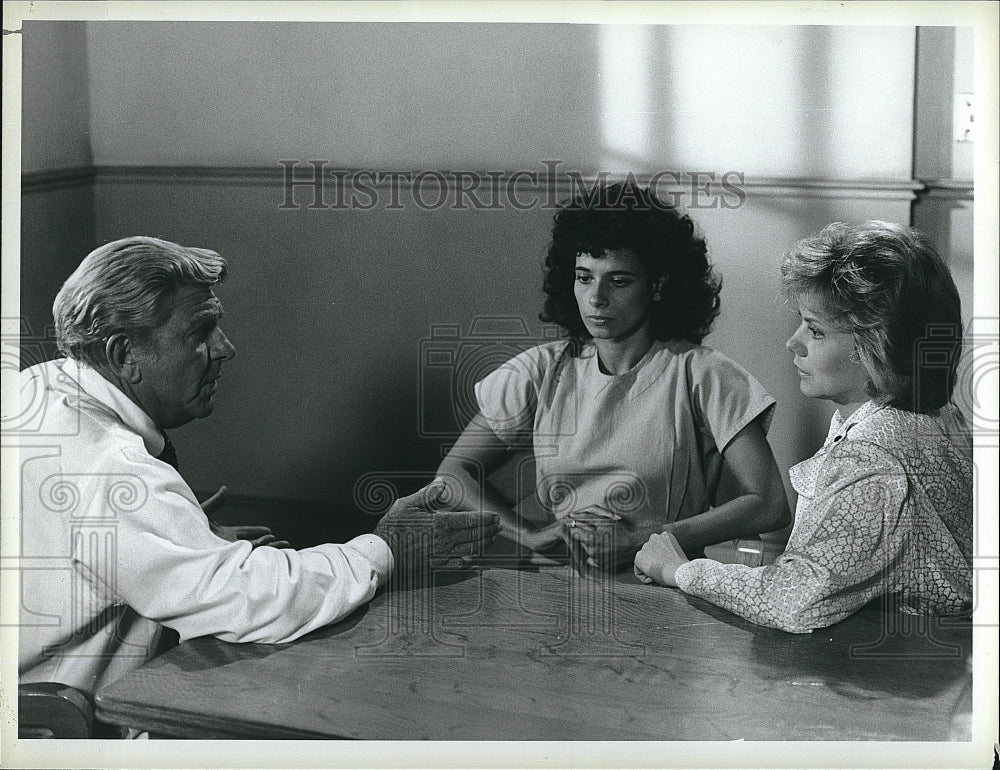 1986 Press Photo Theresa Saldana Matlock Andy Griffith- Historic Images