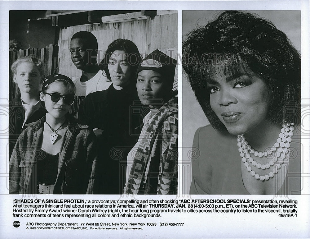 1992 Press Photo Oprah Winfrey To Host &quot;Shades Of A Single Protein&quot;- Historic Images