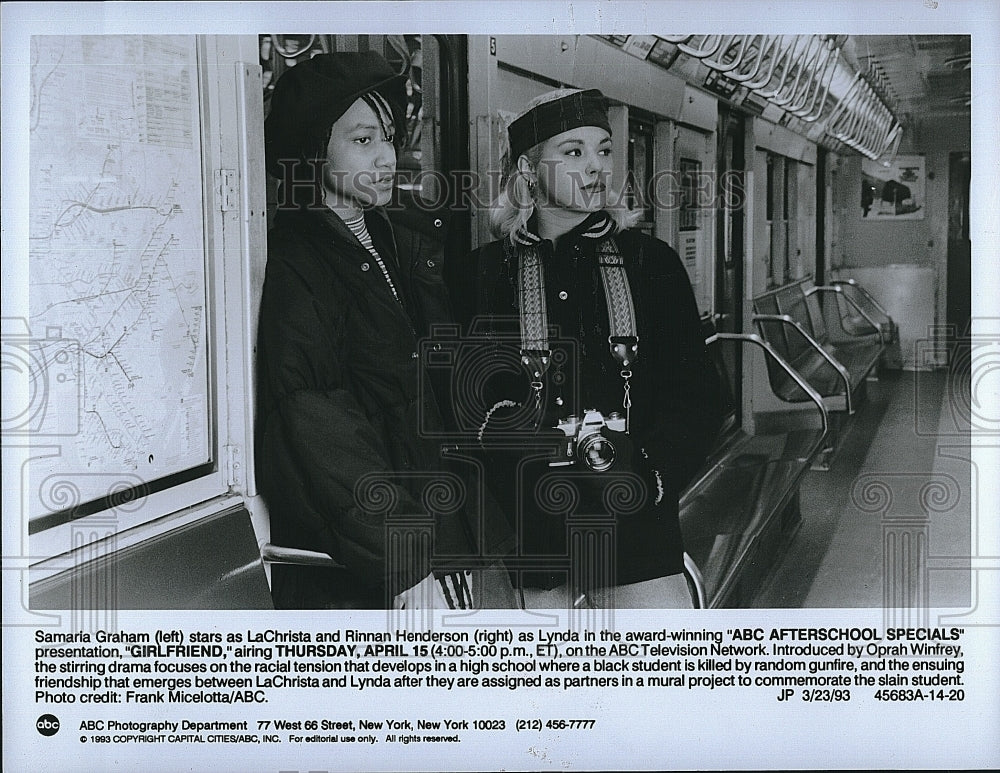 1993 Press Photo Samaria Hraham &amp; Rinnan Henderson Star In &quot;Girlfriend&quot;- Historic Images