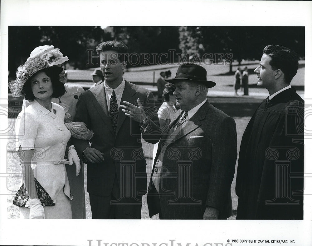 1988 Press Photo O&#39;Toole, Weber, Dunning, Scott in &quot;the Kennedys of Mass&quot;- Historic Images