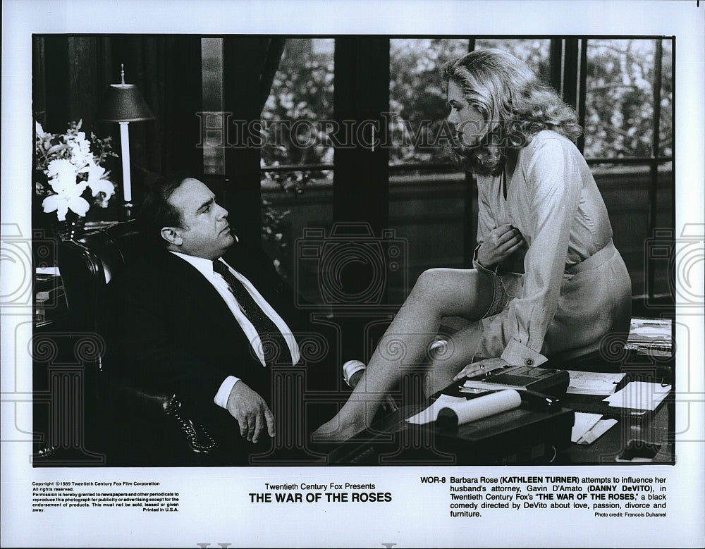 1989 Press Photo &quot;The War of the Roses&quot; Kathleen Turner &amp; Danny DeVito- Historic Images