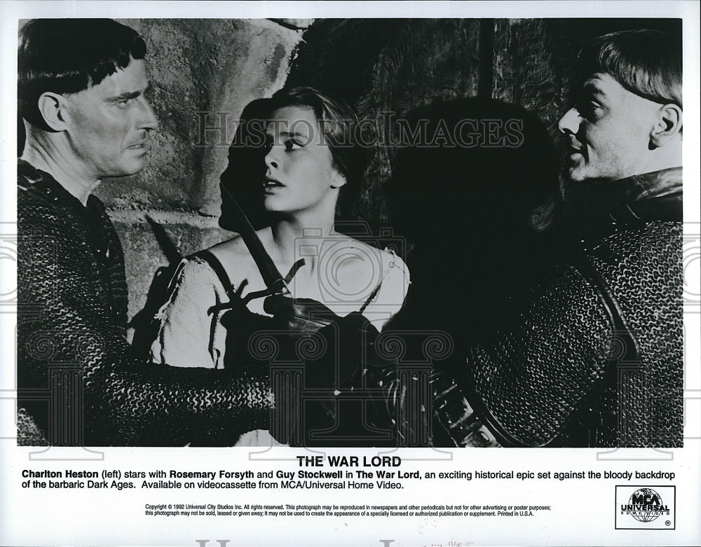 1982 Press Photo &quot;The War Lord&quot; Charlton Heston,Rosemary Forsythe,Guy Stockwell- Historic Images