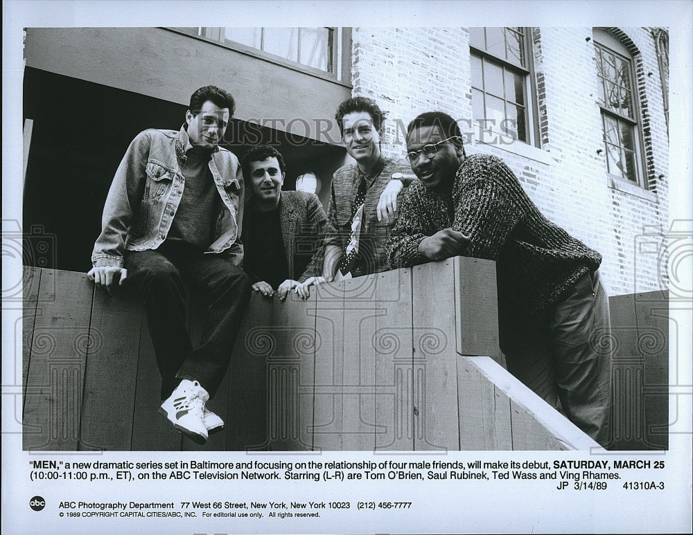 1989 Press Photo Actor Ving Rhames,Saul Rubinek,Tom O&#39;Brien In &quot;Men&quot;- Historic Images