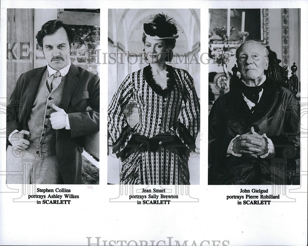 1994 Press Photo &quot;Scarlett&quot; Stephen Collins, Jean Smart,John Gielgud- Historic Images