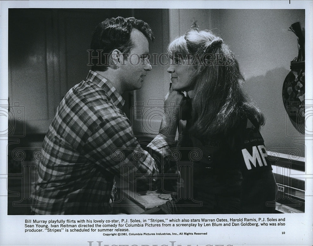 1981 Press Photo Stripes Film Actors PJ Soles Bill Murray Close Scene- Historic Images