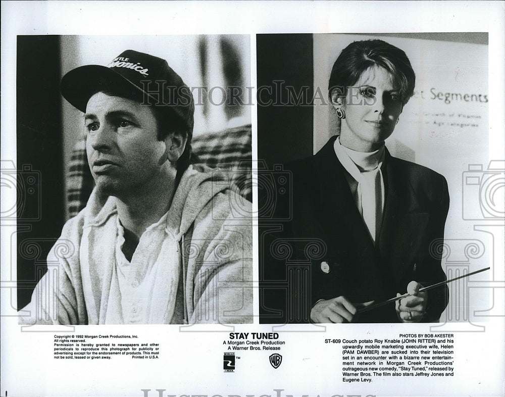 1992 Press Photo Actor John Ritter &amp; Pam Dawber In &quot;Stay Tuned&quot; - Historic Images