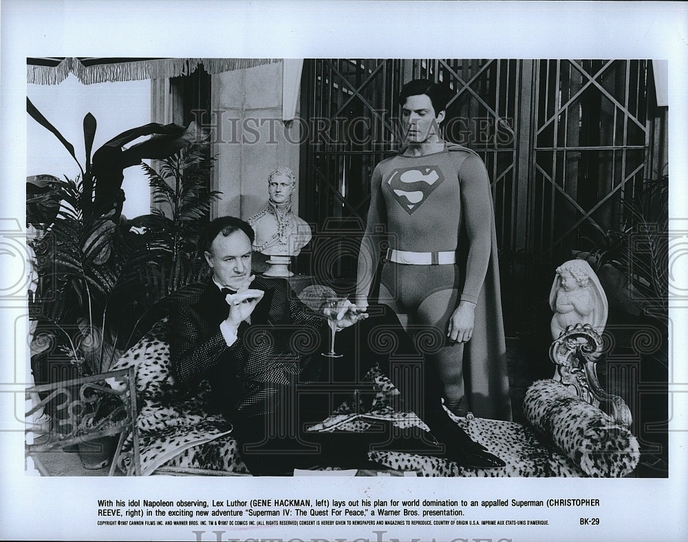 1987 Press Photo &quot;Superman IV&quot; Christopher Reeve &amp; Gene Hackman- Historic Images