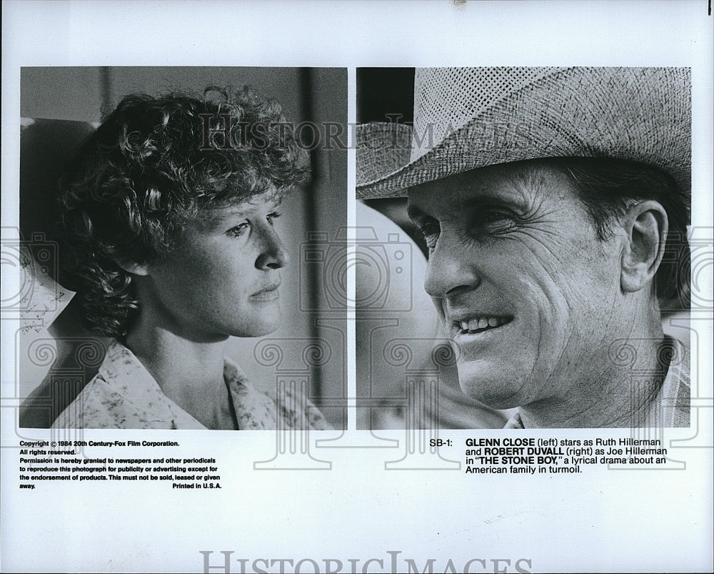 1984 Press Photo "The Stone Boy" Glenn Close & Robert Duvall- Historic Images