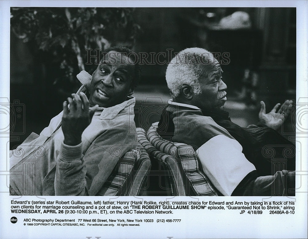 1980 Press Photo Actor Robert Gullaume &amp; Hank Rolike In &quot;Robert Guillaume Show&quot;- Historic Images