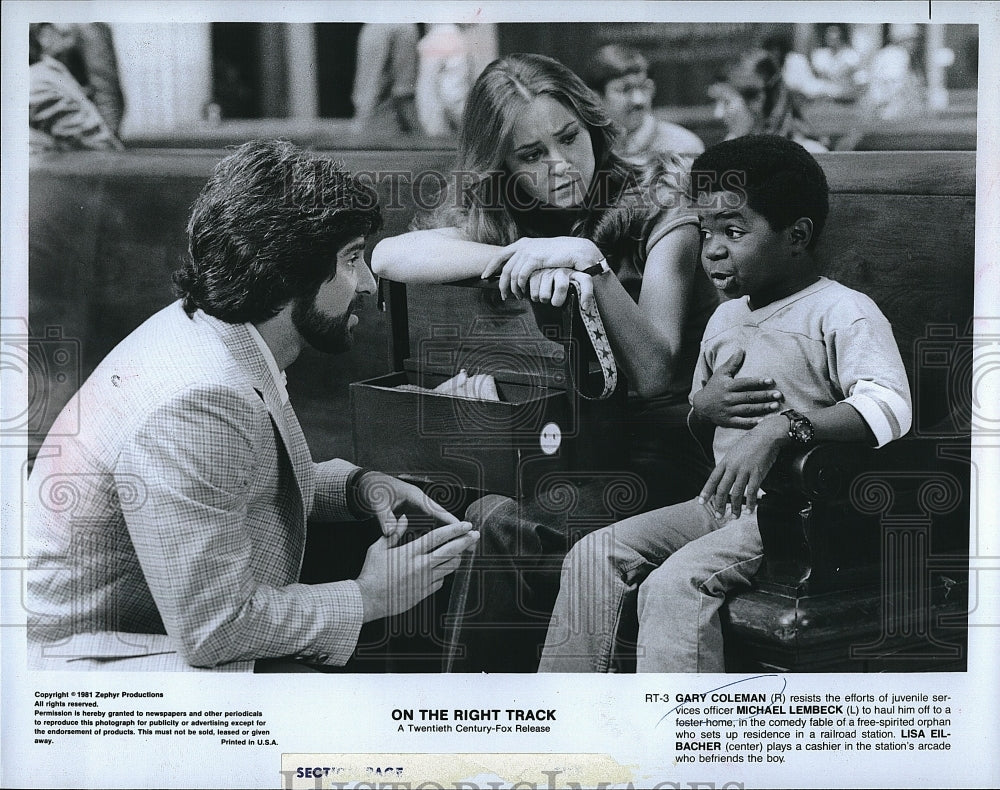 1981 Press Photo Michael Lembeck and Gary Coleman in "On the Right Track"- Historic Images