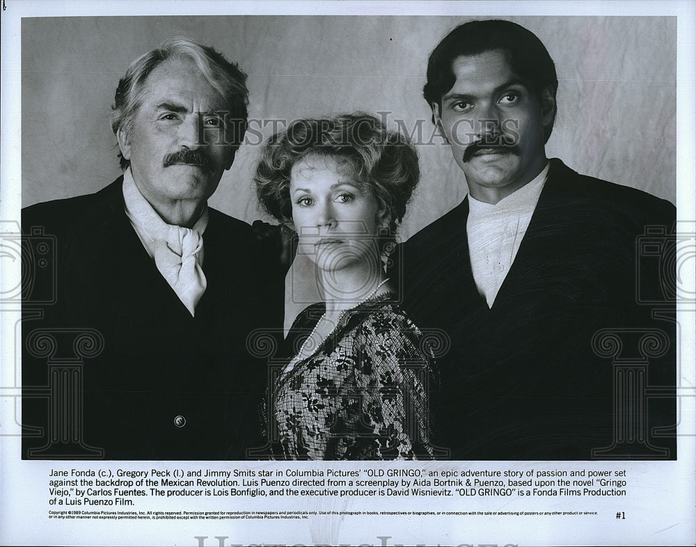1988 Press Photo Actress Jane Fonda & Gregory Peck in "Old Gringo"- Historic Images