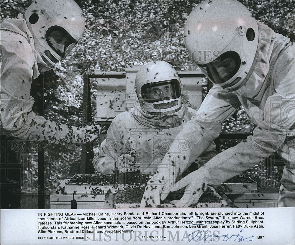 1978 Press Photo "The Swarm" Michael Caine,Henry Fonda, Richard Chamberlain- Historic Images
