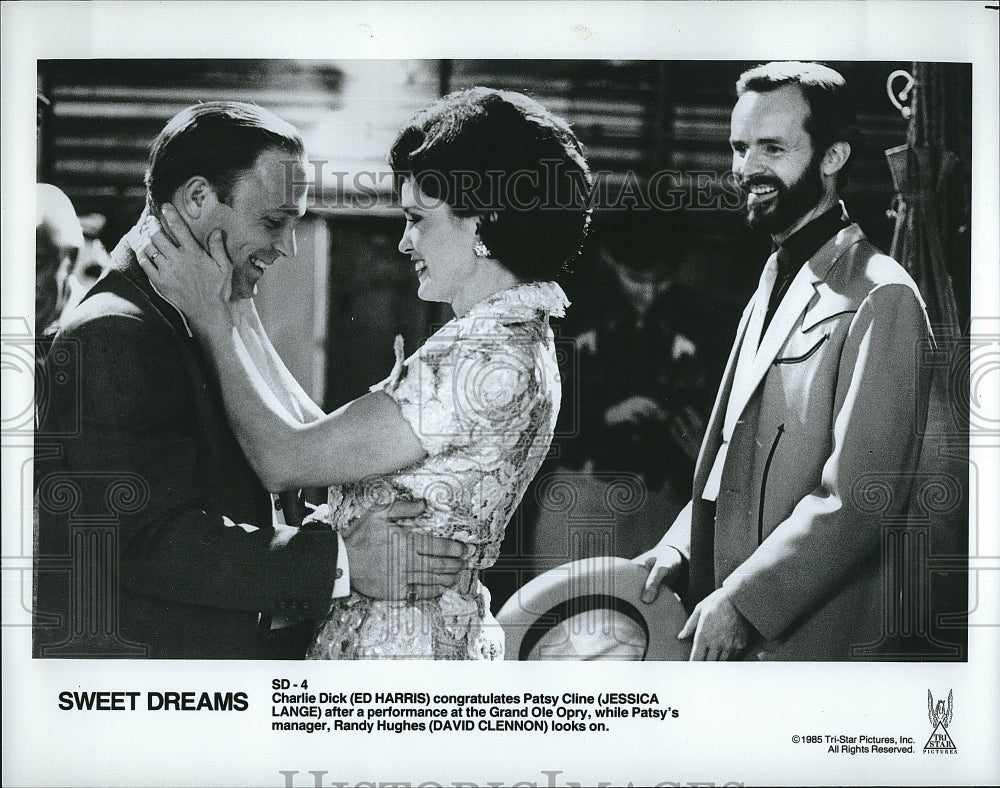 1985 Press Photo &quot;Sweet Dreams&quot; Jessica Lange, Ed Harris, David Clennon- Historic Images