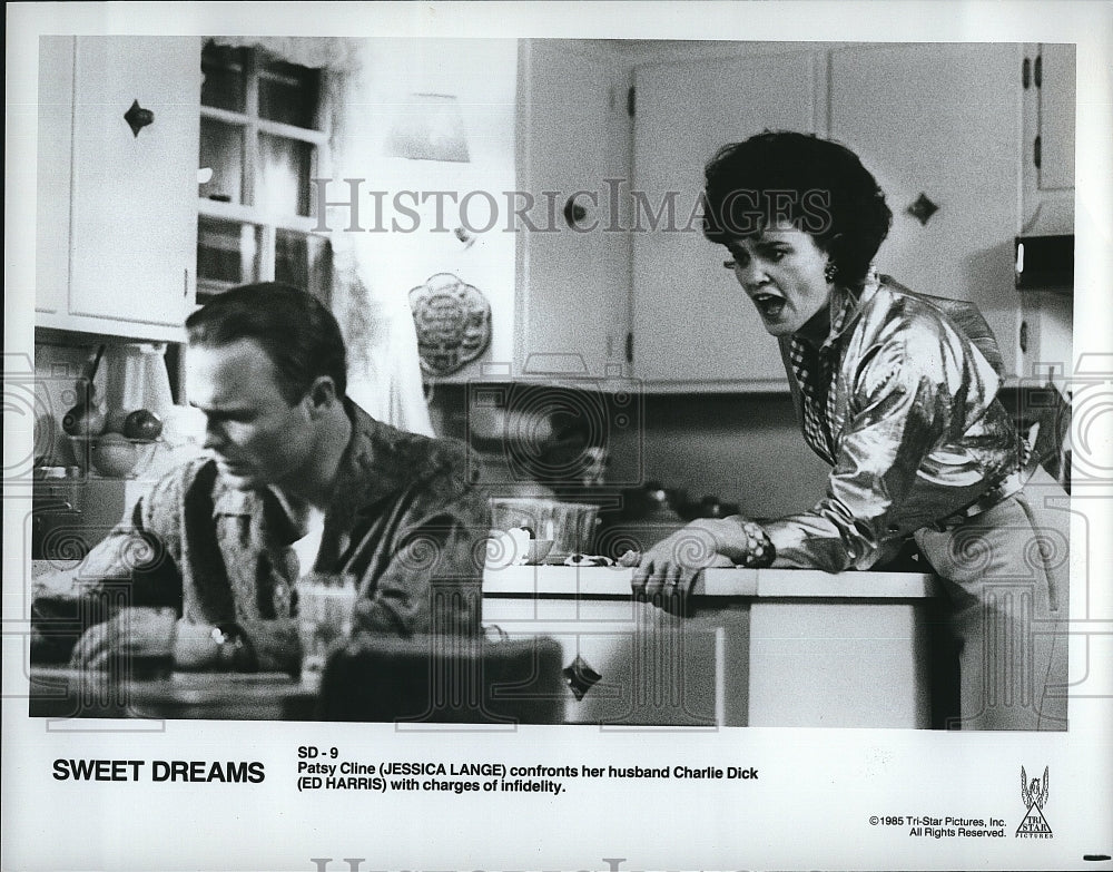 1985 Press Photo &quot;Sweet Dreams&quot; Jessica Lange, Ed Harris- Historic Images