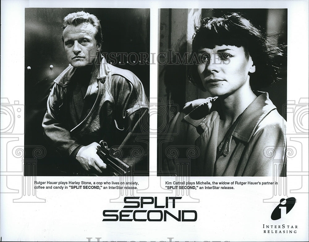 1992 Press Photo Rutger Hauer &amp; Kim Cattrall Star In &quot;Split Second&quot;- Historic Images