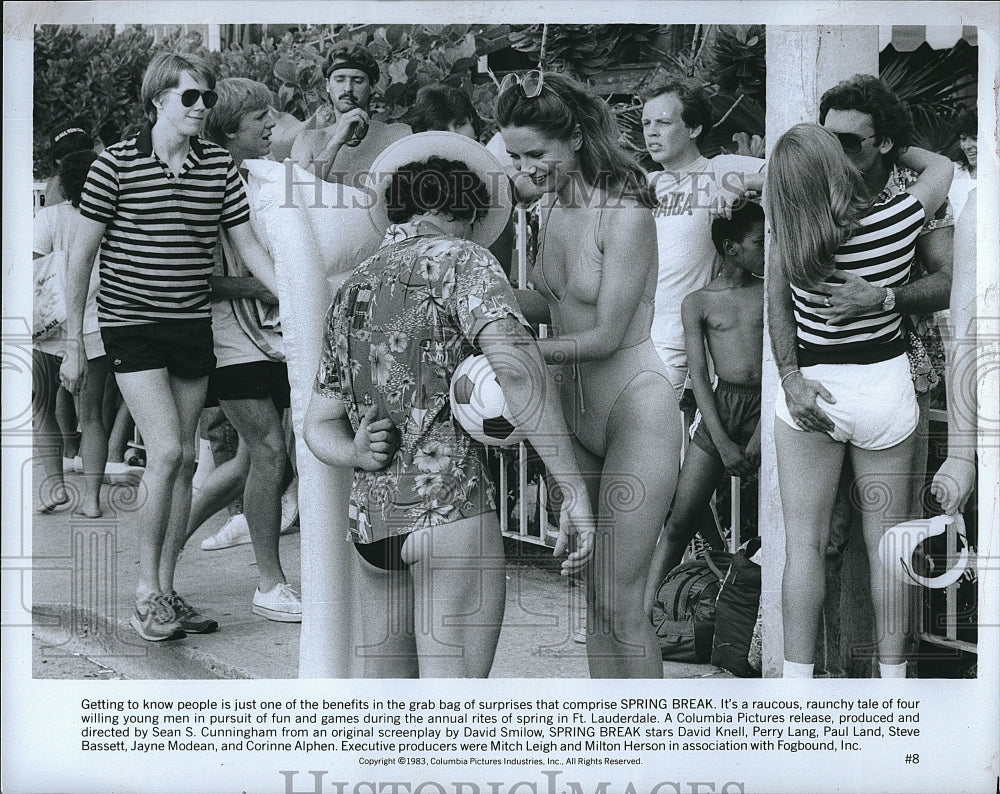 1983 Press Photo Actor Perry Lang,Paul Land,Steve Bassett In &quot;Spring Break&quot;- Historic Images