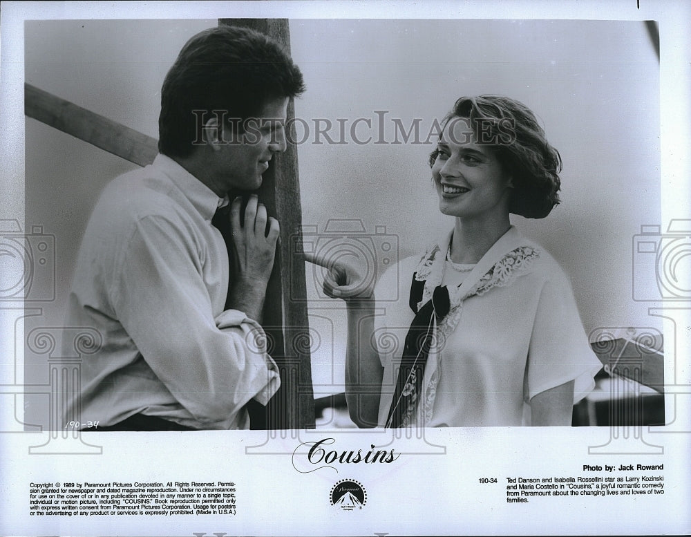 1989 Press Photo Ted Danson and Isabella Rossellini in &quot;Cousins&quot;- Historic Images