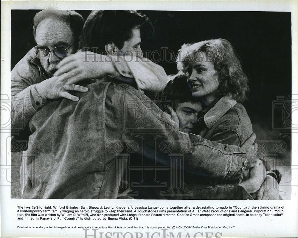 1984 Press Photo W. Brimley, S. Shepard, L. Knebel, Jessica Lange &quot;Country&quot;- Historic Images