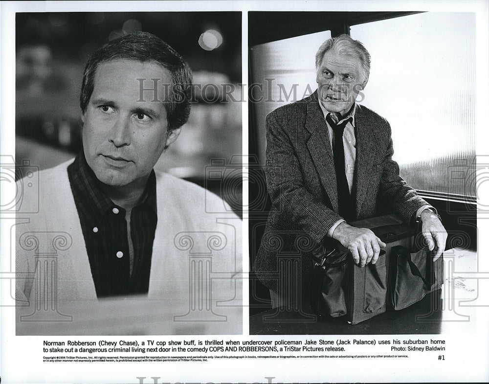 1994 Press Photo Chevy Chase, Jack Palance &quot;Cops and Robbersons&quot;- Historic Images